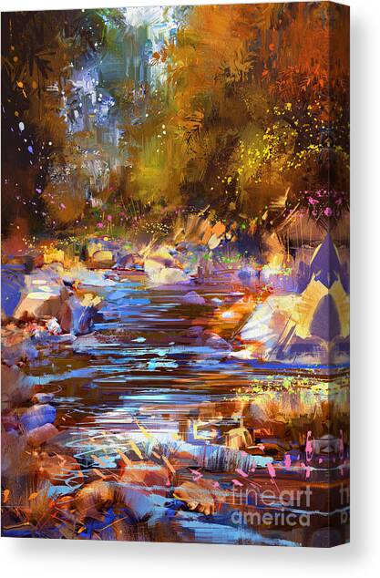 Colorful River Canvas Art Print by Tithi Luadthong