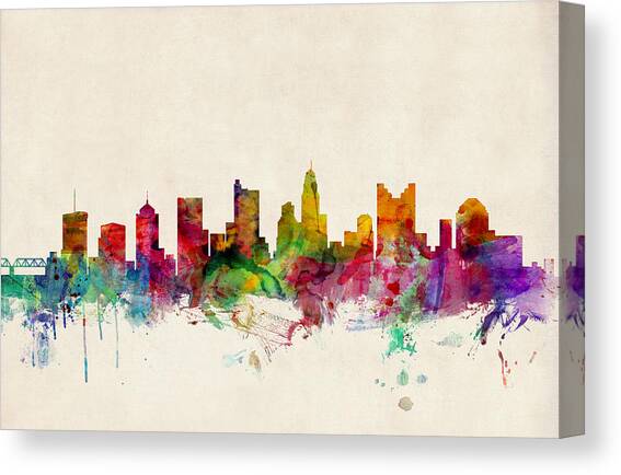 Columbus Ohio Skyline Canvas Art Print by Michael Tompsett