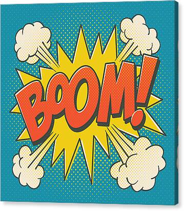 Comic Boom On Blue Canvas Print