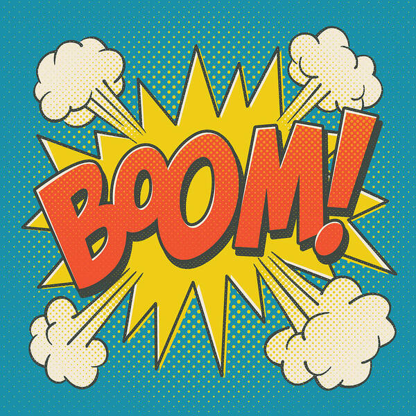 Comic Boom On Blue Poster