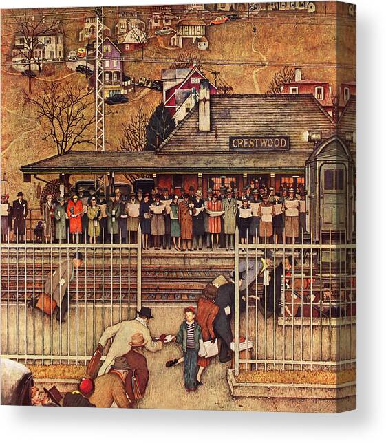 Commuters Canvas Art Print by Norman Rockwell