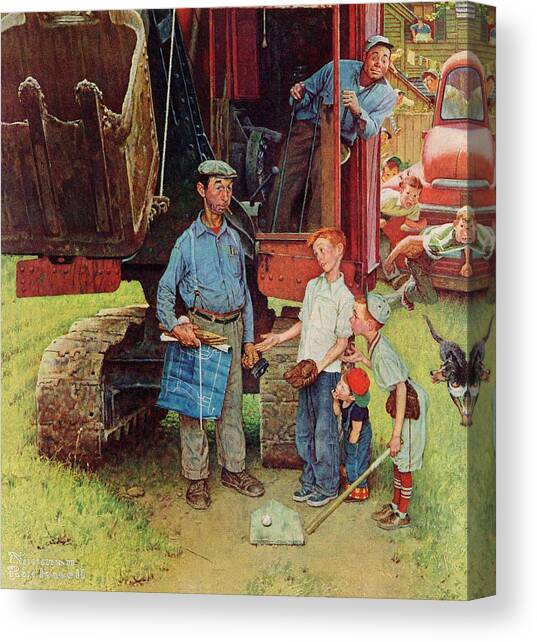 Construction Crew Canvas Art Print by Norman Rockwell