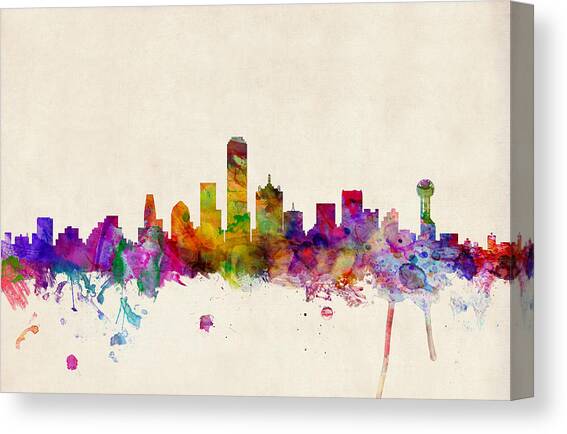 Dallas Texas Skyline Canvas Art Print by Michael Tompsett