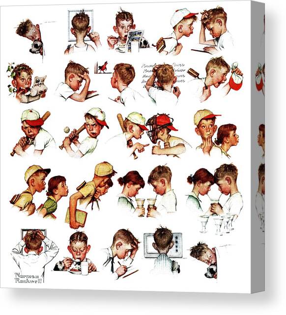 Day In The Life Of A Boy Canvas Art Print by Norman Rockwell