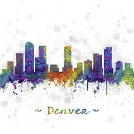 Denver Colorado Skyline Color 03SQ by Aged Pixel