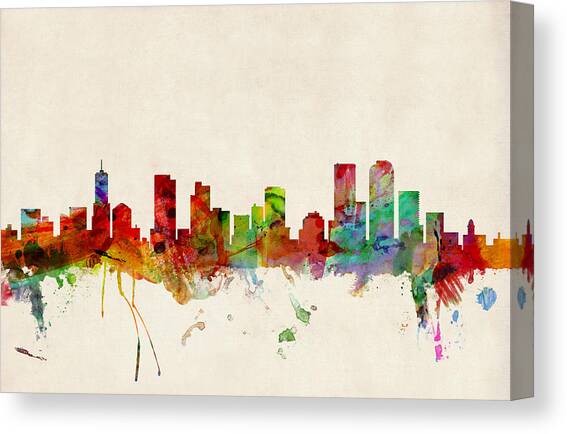 Denver Colorado Skyline Canvas Art Print by Michael Tompsett