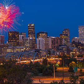 Denver Skyline Fireworks by Steve Gadomski