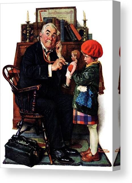 Doctor And The Doll Canvas Art Print by Norman Rockwell