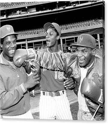 Dwight Gooden, Darryl Strawberry, And Mike Tyson Canvas Print
