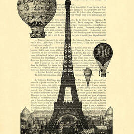 Eiffel Tower and hot air balloons by Madame Memento