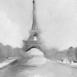 Eiffel Tower Watercolor Painting - Black and White by Beverly Brown Prints