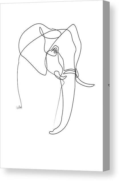 Elephant line Canvas Art Print by Quibe Sarl