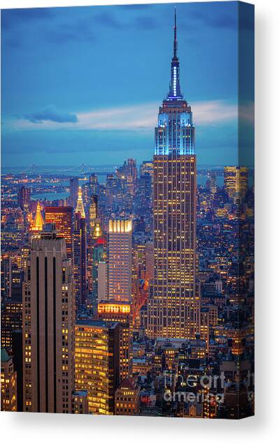 Empire State Blue Night Canvas Art Print by Inge Johnsson