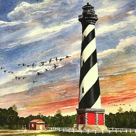 Evening Glow at Hatteras Lighthouse  by Raymond Edmonds