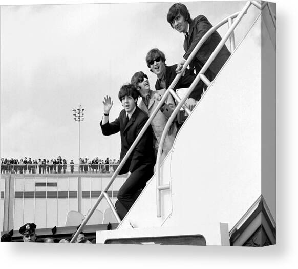 Fans Line The Rooftop At Kennedy Canvas Art Print by New York Daily News Archive