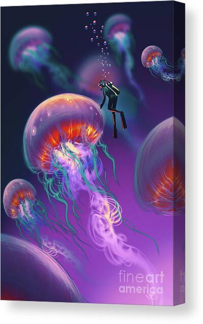 Fantasy Underworld Canvas Art Print by Tithi Luadthong