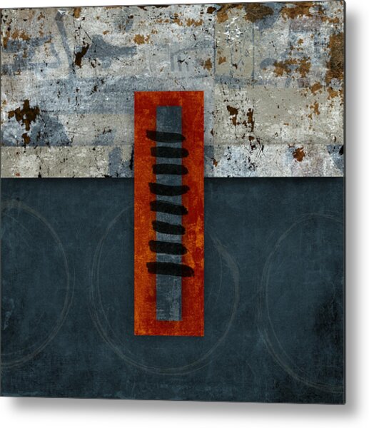 Fiery Red And Indigo One Of Two Metal Print