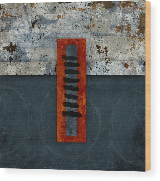 Fiery Red And Indigo One Of Two Wood Print