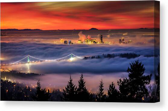 Fog Inversion over Vancouver Canvas Art Print by Alexis Birkill