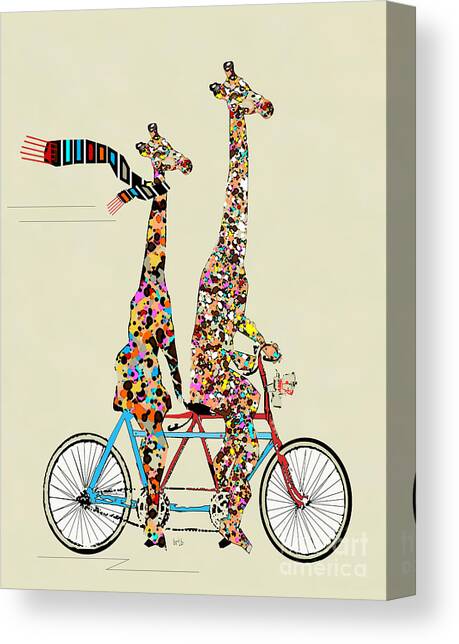 Giraffe Days Lets Tandem Canvas Art Print by Bri Buckley