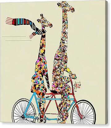 Giraffe Days Lets Tandem Canvas Print