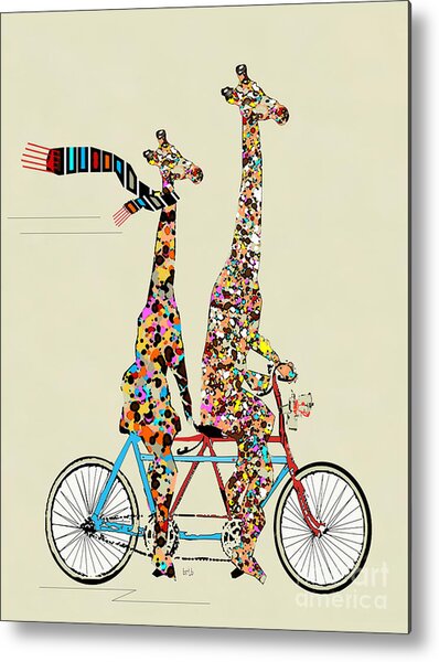 Giraffe Days Lets Tandem Metal Print