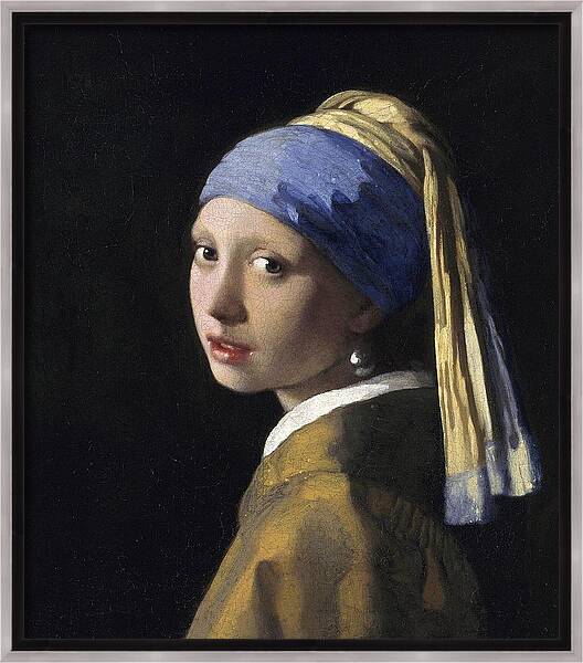 Girl With A Pearl Earing Framed Canvas Print