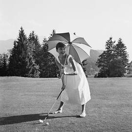 Golfing Hepburn by Hulton Archive
