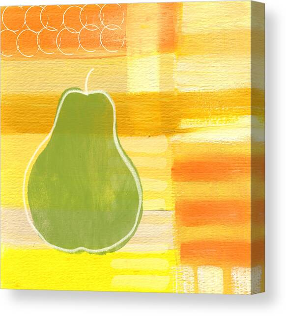 Green Pear- Art by Linda Woods Canvas Art Print by Linda Woods