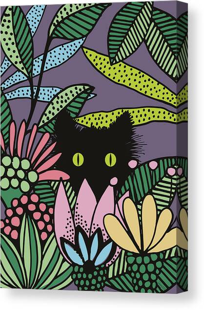 Hide and Seek Cat in the Garden Canvas Art Print by Johanna Virtanen