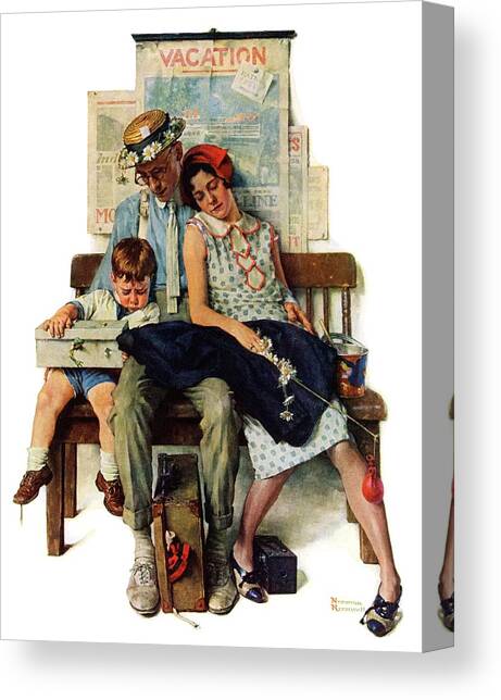 Home From Vacation Canvas Art Print by Norman Rockwell