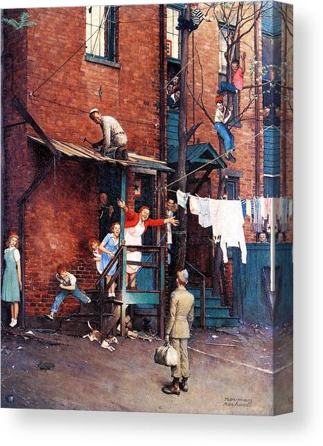 Homecoming G.i. Canvas Art Print by Norman Rockwell