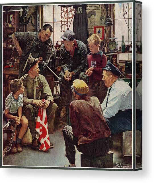 Homecoming Marine Canvas Art Print by Norman Rockwell