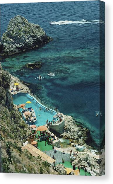 Hotel Taormina Pool Canvas Art Print by Slim Aarons