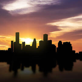 Houston Sunset Skyline  by Aged Pixel