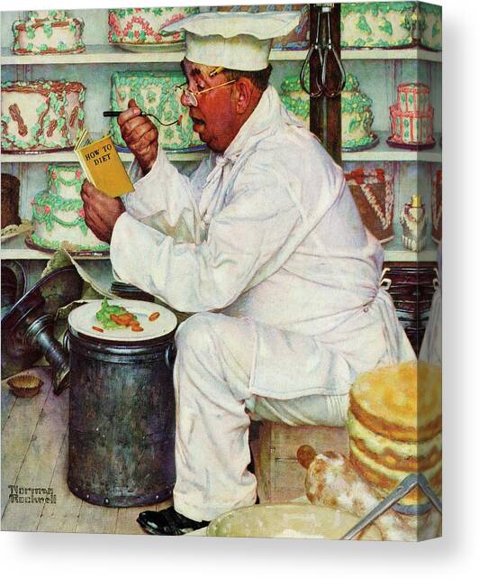 How To Diet Canvas Art Print by Norman Rockwell
