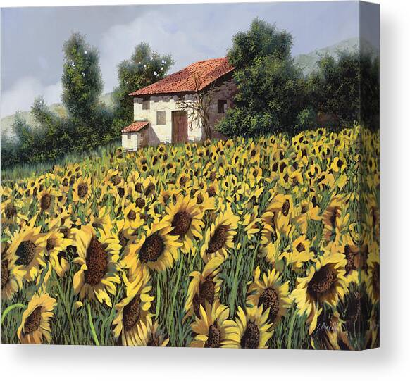 I Girasoli Nel Campo Canvas Art Print by Guido Borelli