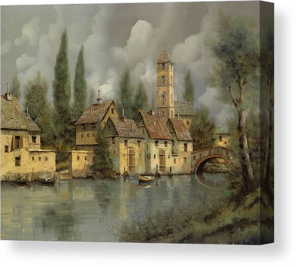 Il Borgo Sul Fiume Canvas Art Print by Guido Borelli