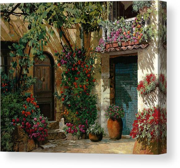 Fiori In Cortile #1 Canvas Art Print by Guido Borelli