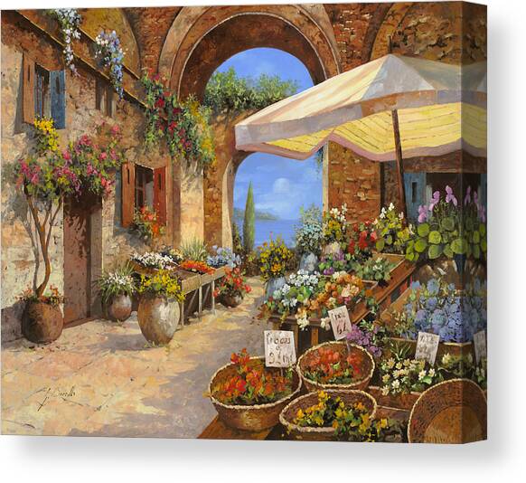 Il Mercato Al Lago Canvas Art Print by Guido Borelli