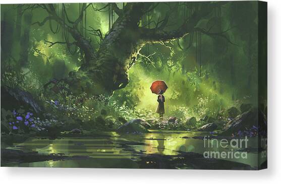 I'm waiting for you in the beautiful place Canvas Art Print by Tithi Luadthong