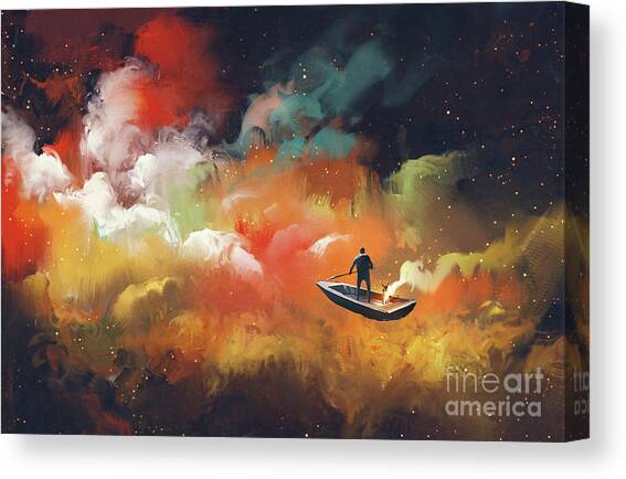Journey To Outer Space Canvas Art Print by Tithi Luadthong