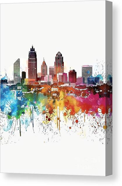 Kansas City Missouri Skyline Colorful Cityscape  Canvas Art Print by Clark Leffler