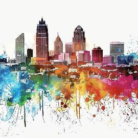 Kansas City Missouri Skyline Colorful Cityscape  by Clark Leffler