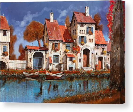 La Cascina Sul Lago Canvas Art Print by Guido Borelli