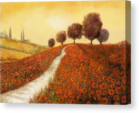 La Collina Dei Papaveri Canvas Art Print by Guido Borelli