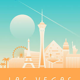 Las Vegas City Skyline Retro Art Deco - Day by Organic Synthesis