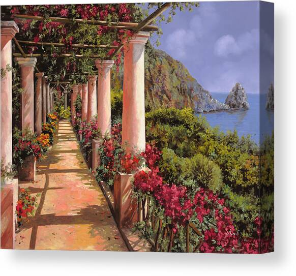 Le Colonne E La Buganville Canvas Art Print by Guido Borelli