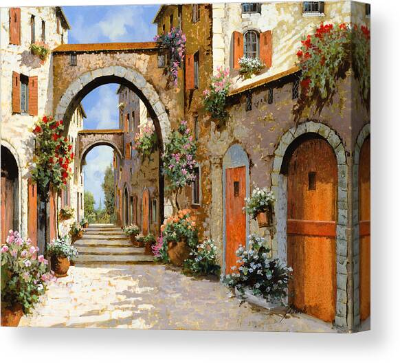 Le Porte Rosse Sulla Strada Canvas Art Print by Guido Borelli
