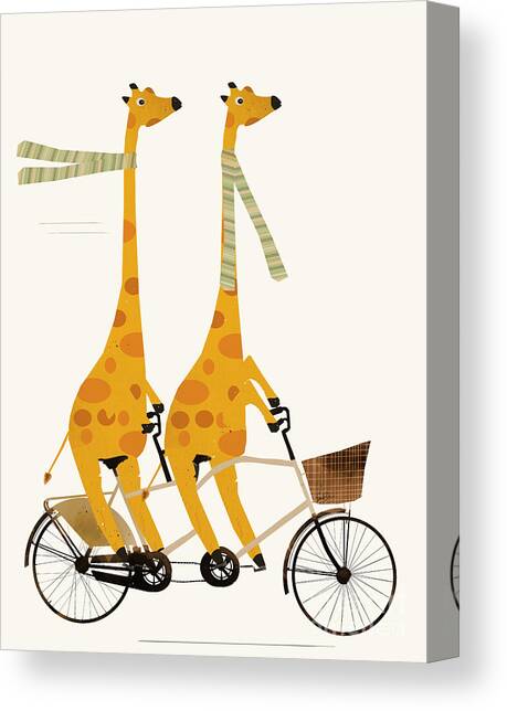 Lets Tandem Giraffes Canvas Art Print by Bri Buckley
